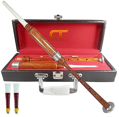 Scottish Highland BagPipe Practice Chanter, Carrying Case & Reeds by Createch Tools (Natural)