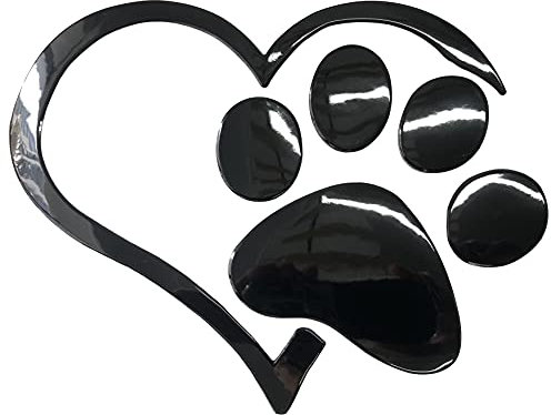 NewL, adesivi 3D cromati con impronta di zampa di cane, a forma di cuore di pesca, adesivi per auto, colore: nero