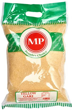 Amarillo GARI (Garri) - Bolsa de 4 kg - Tubérculos de yuca rallados secos de Nigeria - MP People's Choice