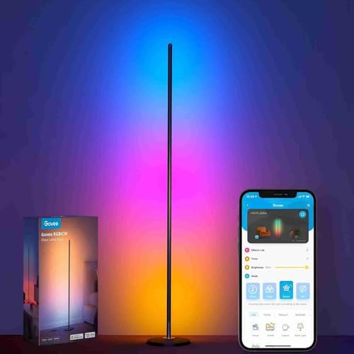 Govee RGBIC Lampadaire LED, WiFi Lampadaire sur Pied Fonctionne avec Alexa, Matter, Google Assistant, Musique Sync, 16 Millions Couleurs et 61 Modes de Scène, Lampe Moderne pour Salon et Chambre