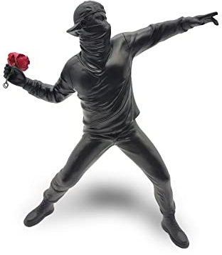 LAIX Banksy - Escultura de rabia, el lanzador de flores, 21,5 cm, un complemento exclusivo para coleccionistas y entusiastas del arte urbano, arte urbano y pop art