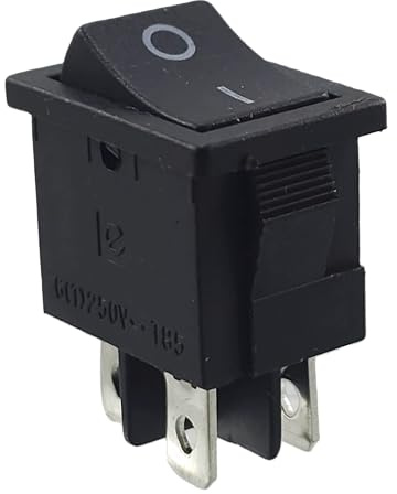 Inbyggd vippströmbrytare svart, enhetsomkopplare rammått 21 x 15 mm, 6 A, 250 V ~ 4-stift