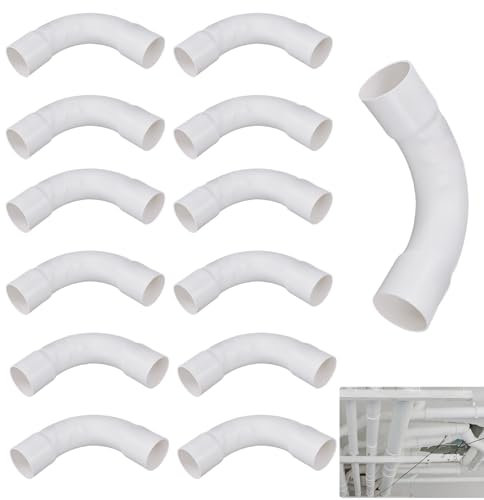 JCUGSBS 12pcs Coudes pour Tube Isolant, Manchonné en PVC, 90 Degrés Connecteur Raccord de Tuyau, Câble Canal Installation Murale, 16mm