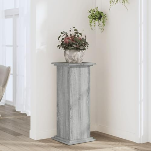 Homgoday Soporte para plantas, soporte para flores, columna decorativa para plantas, taburete para flores, mesa de flores, soporte para macetas, mesa para pedidos, gris Sonoma, 33 x 33 x 80 cm