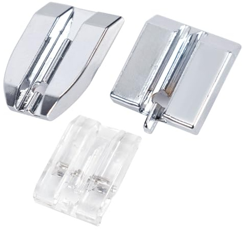3 Pz Piedino per Cerniera Invisibile, Lega di Zinco Plastica Piedino per Cerniera per Macchina da Cucire Argento Trasparente Piedino Invisibile