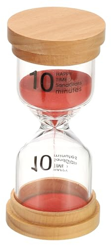 PATIKIL Reloj De Arena De 10 Minutos, Reloj De Arena De Vidrio De Borosilicato Alto con Marco De Madera para Juegos, Aula, Cocina, Oficina, Decoración del Hogar, Rojo