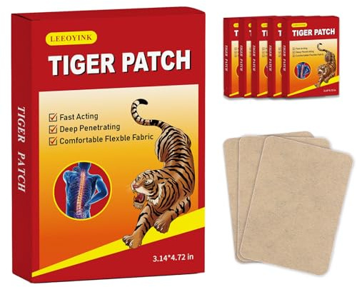 LEEOYINK (120 Pcs) Tiger Patches for Back, Neck, Knee, Muscle & Joint – Herbal Plasters with Natural Soothing, 10-Hour Long-Lasting Support for Full-Body Relief
