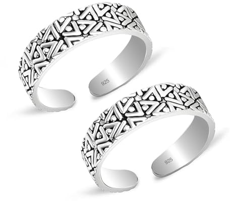 LeCalla Anillo para dedo del pie de plata de ley 925 para mujer | Par de anillos minimalistas ajustables | Anillo de dedo medio | Joyería de verano en la playa