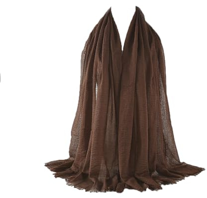 New Crinkle Hijab Scarf Women Soft Material Head Scarves Shawls and Wraps Headscarf for Ladies (Brown)