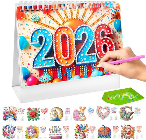 Jadyon Calendriers De Bureau 2026, Calendrier Familial 2026, Calendrier 2026 avec Peinture Diamant à Faire Soi-même, Planning Familial 2026 L'ornement De Bureau, Bricolage, Cadeau