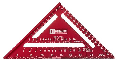 Osbauer 180 mm (7 Pouces) Équerre De Charpentier Métrique A 90 Degrés Pour Toiture, En Aluminium - Rouge