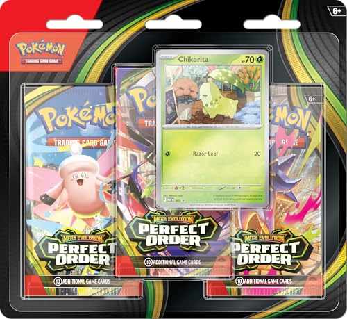 Pokemon TCG: Mega Evolutions - Perfect Order 3 Pack Blister (Chikorita)