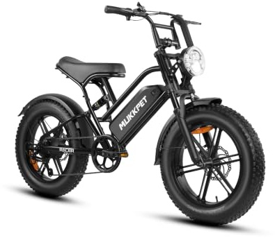 Mukkpet Racer Vélo électrique 48V 18Ah 864Wh pour Adultes, Jusqu’à 120 km d’autonomie, Fat Tire 20” x 4.0 Tout Terrain, Double Suspension, vélo électrique Adulte (Black)