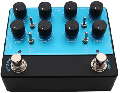 UPALDHOU Bas Preamp Pedal Aluminium Hybrid JFET CMOS Bass Overdrive Pedal med 4 Band EQ XLR DI Output True Bypass för Basgitarr Live Sceninspelning