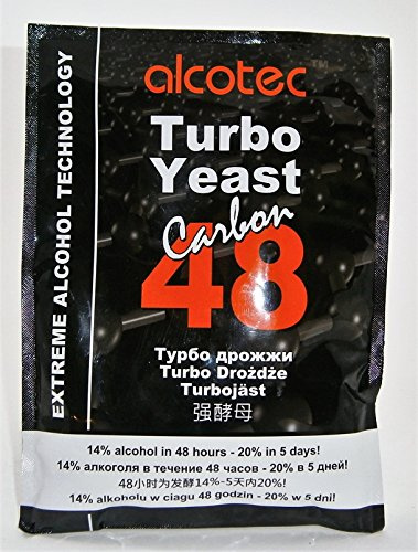 Alcotec Turbojäst 48 Med Aktivt Kol 175 g – För 25 L Mäsksats, Snabb Jäsning Upp Till 20%, För Sockerjäsning