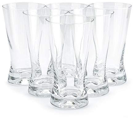Krosno Set of 6 Transparent Glass Cocktail, Long Drink Glasses