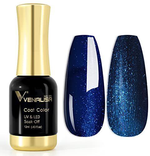 VENALISA UV Nagellack Gellack glitzer blau farben,Gel Nail Polish Soak Off Nägel Farbgel Kit Glitter blue Gel Nagellack für Nageldesign Maniküre 12ml