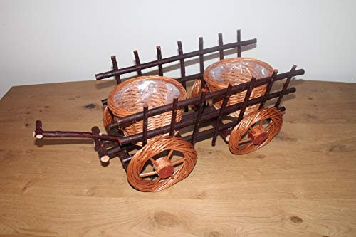 Chariot en osier pour plantation - Fait à la main - Pot de fleurs en osier