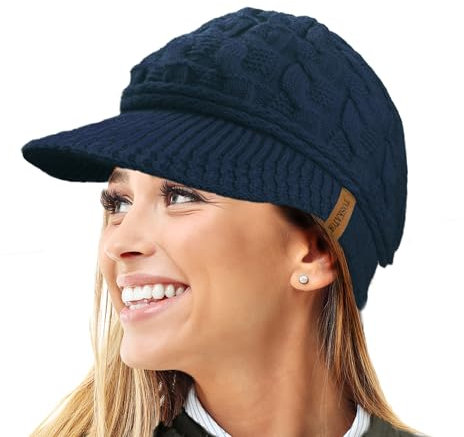 TOSKATOK Damen Schirmm�TZE Zopfmuster Warm R80 Teddyfleece Gef�tterte M�TZE Winterm�TZE