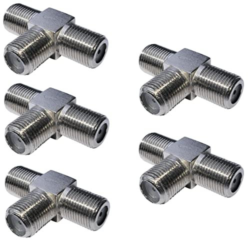 Aerzetix - C52714 - Set di 5 divisori/separatori/spine di antenna femmina per cavo coassiale TV SAT PAL - connettore/adattatore 3 uscite/vie