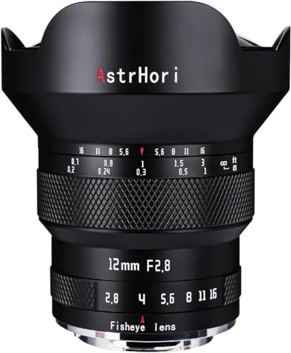 AstrHori 12mm F2.8 Obiettivo fisheye manuale full frame 185° Obiettivo ultra grandangolare per fotocamere mirrorless serie Canon RF Mount EOS RP, EOS R5, EOS R6, EOS R3, EOS R, ecc.