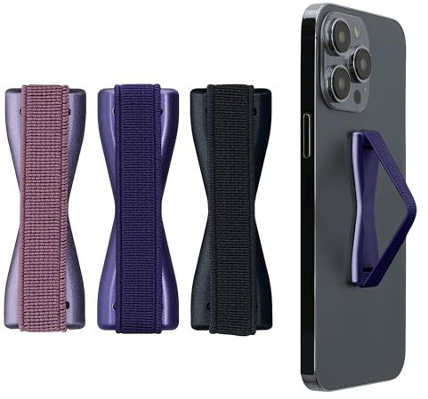 kwmobile Smartphone Fingerhalter 3 Set - Handy Halter Griff Halterung Einhandbedienung - 3X Handyhalter in Metallic Blauviolett Metallic Brombeere Metallic Zodiac Blue