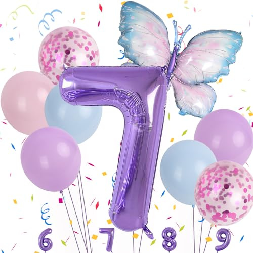 Minicloss Blå lila fjäril ballong 7. Födelsedagsdekoration för barnens dag fest – pojkar flickor temadekoration