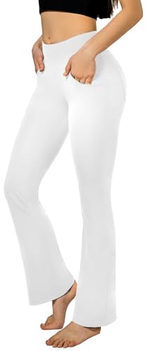 SINOPHANT utsvängda yogabyxor, damleggings, hög midja, slagbyxor, ogenomskinliga leggings, bootcut, joggingbyxor med fickor