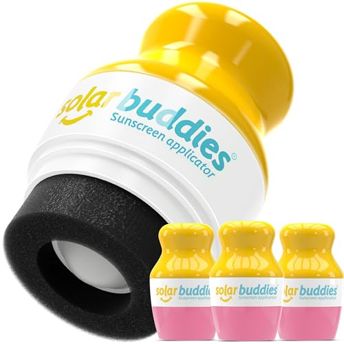 Solar Buddies Sonnencreme-Applikator - Pink 3x - Nachfüllbarer Roll-on Schwammapplikator für Sonnencreme, Sonnenmilch & Lotion für Kinder, Erwachsene & Familien - Fasst 100ml