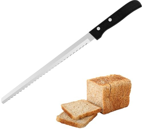 Coltello per Pane Seghettato, Coltello per Pane Professionale, Coltello Pane Acciaio Inox 38cm, Coltello Lama Seghettata, Coltello Pane con Impugnatura Ergonomica per Tagliare Pane,Frutta, Bagel,Dolci
