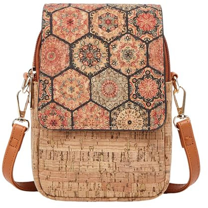 aolaso Kork Handytasche zum Umhängen Damen, Kleine Schultertasche Handytasche zum Umhängen mit Kartenfächer Crossbody mit Schultergurt (model 2)