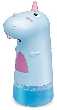 250ml lindo unicornio automático dispensador de jabón espuma dibujos animados manos sin contacto desinfectante botella ABS niño baño (azul)