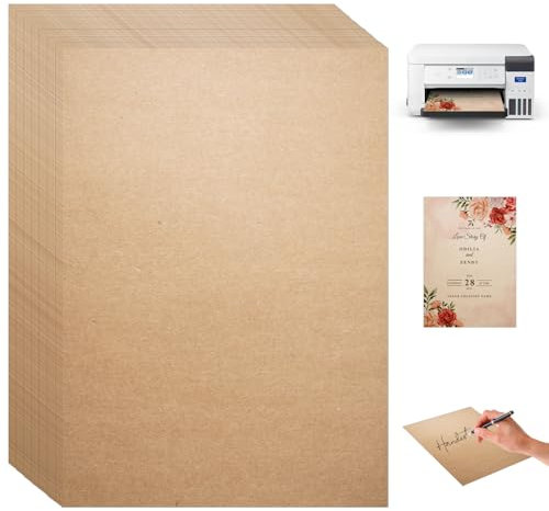 50 Stücke A4 Kraftpapier Karten, 21x29.7CM Braunes Papier A4, 200g/m² Tonpapier Braun, Braunes Papier Kraftpapier A4, A4 Brauner Karton, zum Bemalen, Bedrucken, Einladungen, Bastelarbeiten, DIY Karten