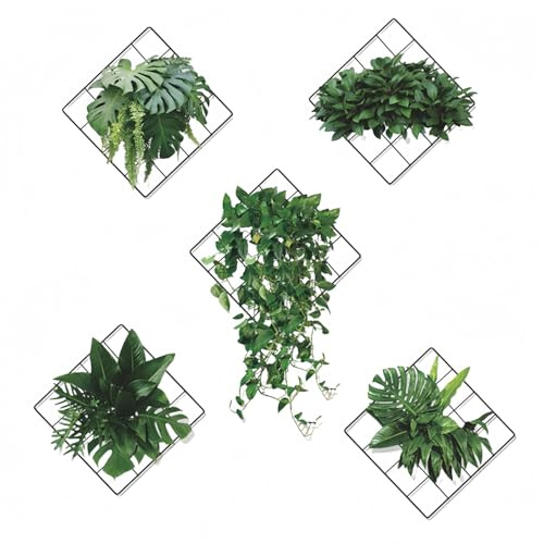 Alfven Adesivi Murali 3D Piante Verdi, 6 modelli Piante Adesivo muro Decorativo Fogli Adesivo da Parete 3D per camera da letto, soggiorno, ufficio, cucina, decorazione da parete