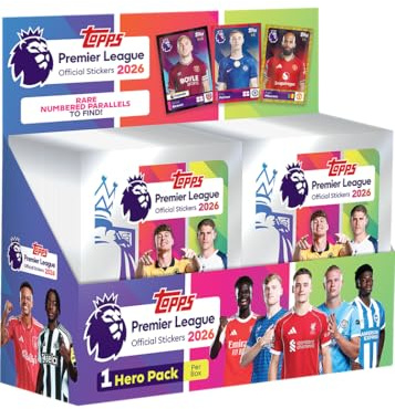 Topps Premier League Stickers 2026 - Full Box - Contains 100 Sticker Packets (6 Stickers per Packet).