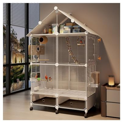 Small Bird Cage Home Birdcage Large Sized Bird Villa Anti Splashing Multi Door Storage Area Wheels Parrots Budgerigars Flight Bird Cage