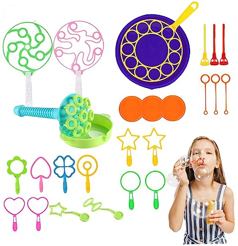 Bubble Wands Set Large Bubble Stick Ring Soap Summer Parties Toy for Children Random Color 28PCS, Soap Bubbles Set