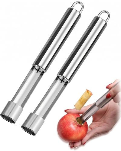 YIPFEN 2 unidades descorazonador de manzanas, acero inoxidable para quitar corazones de manzanas y peras, utensilio de cocina (calibre 2,0 cm)