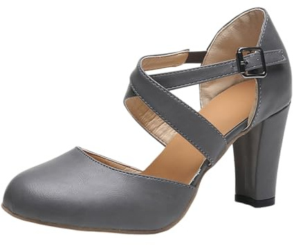 Spetssko höga klackar remmar fritidsskor ren färg slip-on fyrkantig klack klänning för dagligt bruk