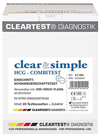 Clear & Simple Prueba de embarazo HCG Combi 03320857 (25 unidades)