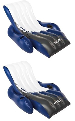 INTEX Inflatable Swimming Pool Water Lounge Chair for Adults, 2-Pack