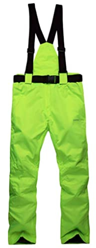 Mitefu Pantalon de Ski pour Adulte, Pantalon de Snowboard-Imperméable, Chaud, Coupe-Vent, Epaissie et Coloré, Vert Fluorescent, XL