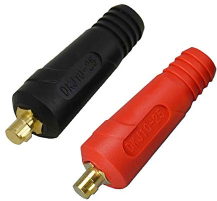 RIVERWELD TIG-Schweißkabel-Panelsteckerbuchse DKJ10-25 Schnellanschluss 200Amp Rot und Schwarz 2 Stück