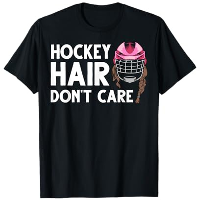 Funny Ice Hockey For Women Girls Field Hockey Helmet Hair T-Shirt