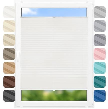 Birrke® Plissee Ohne Bohren Klemmfix 55x200 cm - Fenster Plisseerollo mit Bequemer Oben-Unten Funktion - Plissees für Sonnenschutz und Sichtschutz - Einfache Montage - Snowy White, Weiß