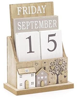 Shabby Chic Wooden Perpetual Calendar | Desk Calendar Flip Calendar | Desktop Calendar House Calendar