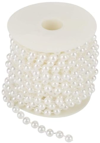 Guirnalda de Perlas de imitación, Guirnalda de Perlas de imitación de 8 mm, Rollo de Perlas, Hilo de Cuentas, Rollo de Perlas para Fiesta de Boda, 32,8 pies(Blanco)