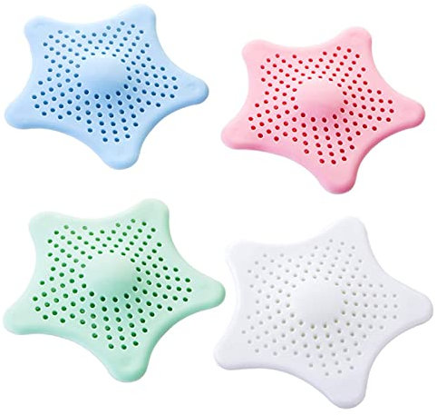 4Pz Filtro per Lavello in Silicone, Protezioni per Scarico Cucina, Coperchi di Scarico per Doccia, Protezione Scarico Lavello, Filtro Scarico Ventosa Adatto per Cucina, Vasca e Bagno