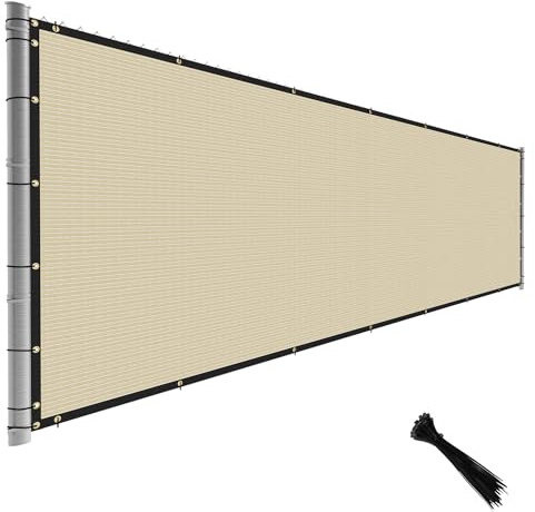 TANG 4' x 25' Beige Tan Privacy Fence Screen Temporary Fence Screen Heavy Duty Windscreen Fence Netting Fence Covers Privacy Blockage Excellent Airflow for Backyard Garden School