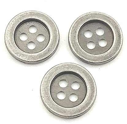 YOOGCORETT 30pcs Metal Buttons Vintage Style Round Buttons 4 Holes Bulk for Clothing DIY Crafts Handmade Buttons Scrapbooking Sewing Decorations 15mm (Antique Silver)